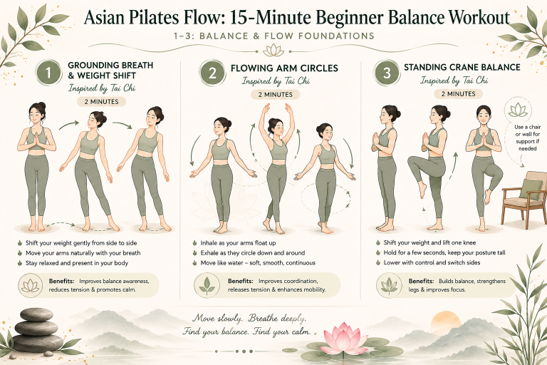 Asian Pilate Flow Beginner 15-minutes balance workout_4_4